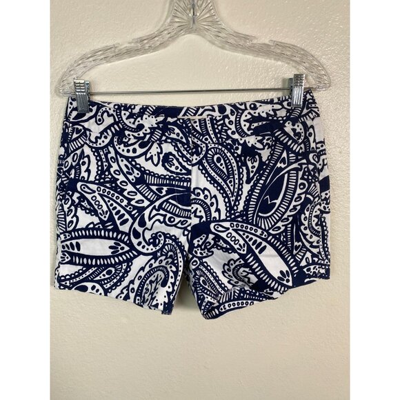 J. Crew Pants - 💜 Kenji Blue White Floral Paisley Womens Shorts size 4 Vacation Coastal nautical